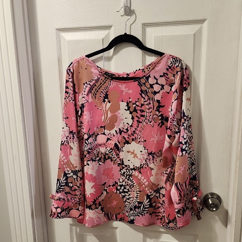 Womens Talbot Blouse Top Size Xl Petite Pink Floral Summer